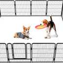 Vivicreate Dog Pen Puppy Playpen Indoor Outdoor Metal Pet Fence Portable Foldable Exercise Kennel with Door for Small Large Dogs Cats Corral para Perros Valla (Black, Square Top, 8 pcs Panel)
