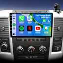 64G 5GWIFI Upgrade Car Radio for Dodge Ram 1500/2500/3500 2009-2012, Jeep Wrangler JK 2007-2017, Compass Patriot 2009-2016, Touch Screen Car Stereo 10inch Apply Carplay Android Auto GPS FM Bluetooth