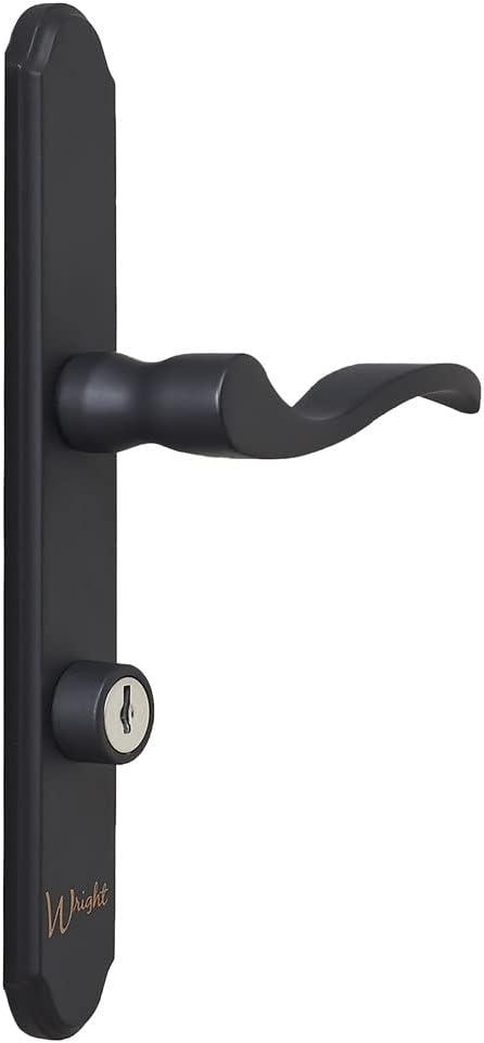 Wright Products - Serenade Mortise Keyed Lever Mount Latch with Deadbolt for Screen and Storm Doors, Matte Black (Transitional, Black)