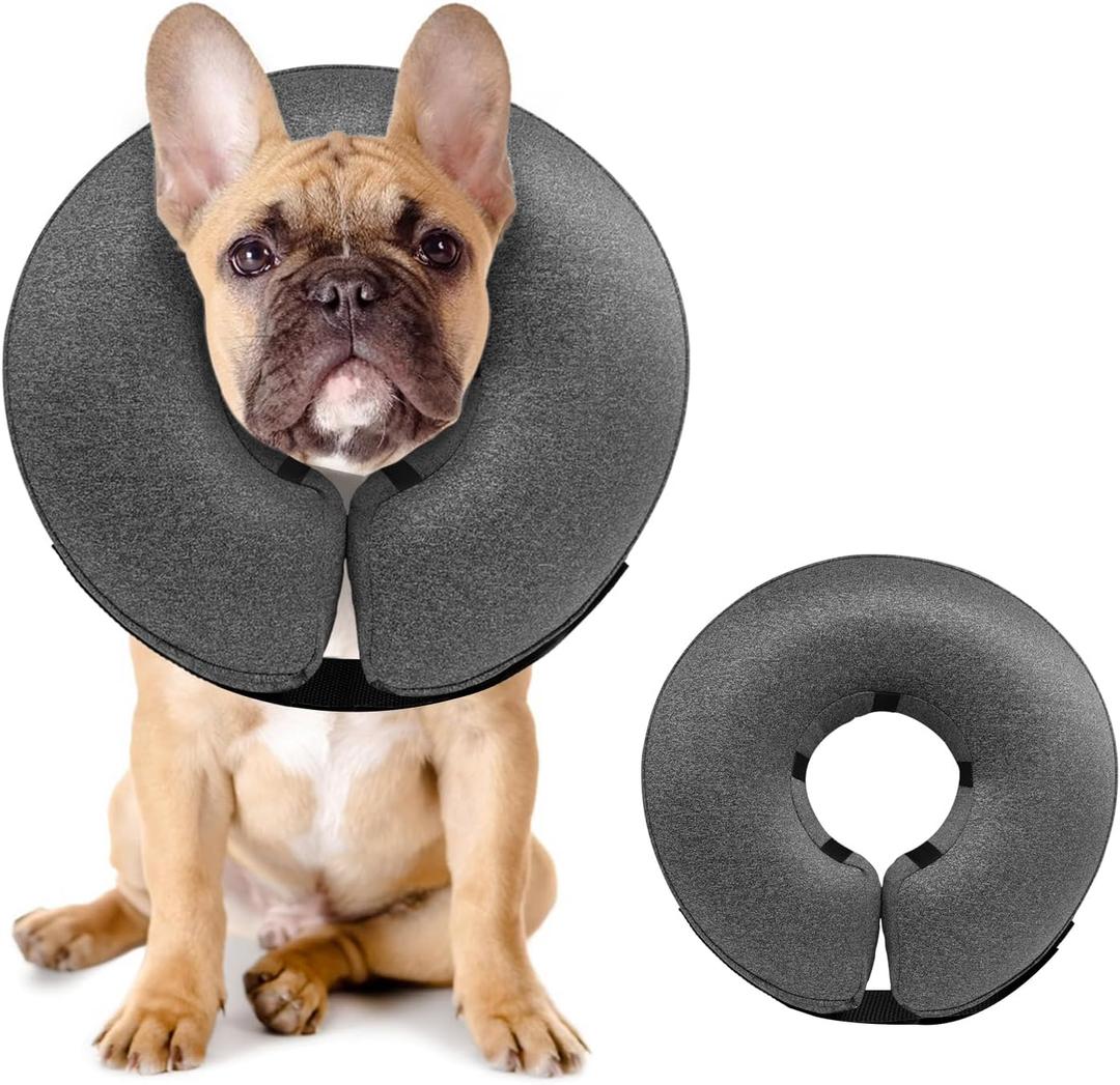MIDOG Inflatable Dog Cone Alternative for After Surgery - Soft Protective Donut Collar Prevents Licking & Allows Eating, Comfortable Recovery E-Collar Alternative for Small Medium Large Dogs (Gray,M)