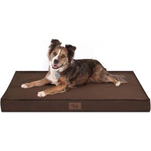 Outdoor Waterproof Dog Bed, Big Dog Bed for Large Size Dogs, Orthopedic Egg Crate Foam Pet Bed with Washable Removable Oxford Cover, 36x27 Inch, Brown