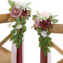 10 Wedding Aisle Decorations for Ceremony - Burgundy Chair Flowers for Aisle Decor - Church Pew Decorations