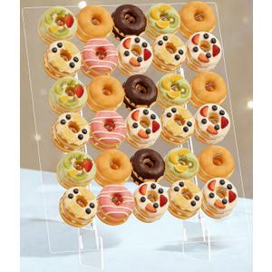 Nalwort Donut Wall Display Stand, Acrylic Donut Board Holds 60 Donuts, Large Donut Stand, Donut Holder Stand for Dessert Table, Dessert Display Stands for Party, Wedding Decor