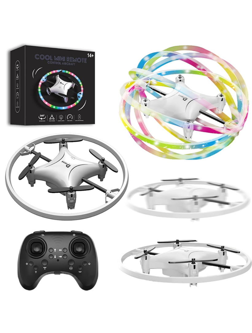 Small Remote Control Drone Quadcopter, 360 Degree Flip LED Light, 90 Degree Circle Flight, 8-12 Years Old Children's toy Mini Drone Christmas Gift