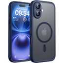 TOCOL Magnetic for 16 Blue Case, Upgraded Full Camera Protection, Compatible with Magsafe, Drop Protection, Translucent Matte Back Bumper Phone Cover 6.1-Inch（Blue）