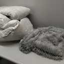 Furhaven 36" Round Calming Donut Dog Bed for Large/Medium Dogs, Refillable w/ Removable Washable Cover, For Dogs Up to 75 lbs - Shaggy Plush Long Faux Fur Donut Bed - Gray, Large