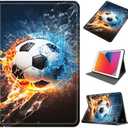 Case for iPad 10.2 Inch (9th/8th/7th Gen, 2021/2020/2019), Slim PU Leather Folio Smart Cover with Auto Sleep/Wake, Soft TPU Drop Protection & Multi-Angle Stand, Soccer Ball