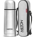 Milton Thermosteel Flip Lid Flask 350, Double Walled Vacuum Insulated Thermos 350 ml | 12 oz | 24 Hours Hot and Cold Water Bottle with Cover, 18/8 Stainless Steel, BPA Free, LeakProof | Silver