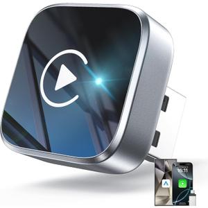 2-in-1 Wireless CarPlay Adapter Support Apple CarPlay & Android Auto, Mini Bluetooth USB A & USB C Dongle Convert Wired to Wireless Compatible with iPhone & Android