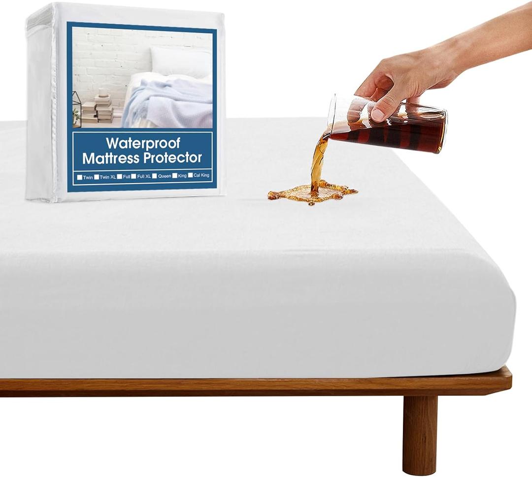 SPRINGSPIRIT Full Size Waterproof Mattress Protector, Full Mattress Cover Pad Waterproof with Deep Pocket up to 14, Bed Fitted Sheet (White)