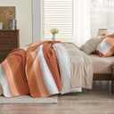 Andency Orange Quilt King(106x96Inch), 3 Pieces (1 Striped Quilt and 2 Pillowcases) Patchwork Striped Bedspread Coverlet Set, Soft Lightweight All Season Quilted Bedding Set