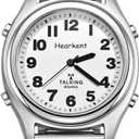 Atomic American English Talking Watch Speaks Clear and Loud Time, Date and Alarm time Stretch Band is Best Gift for Senior,Visually impaired, or Blind People (silver)