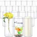 Norme 20 Pcs Wedding Clear Glass Cylinder Vases Tall Table Flowers Vases 4 x 10 Inch Height Bulk Cylinder Candle Holders Glass Plant Hurricane Centerpiece for Summer Home Party Holiday Floral Fish