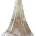 Chapel Length Sequin Lace Floral Wedding Bridal Veil with Comb