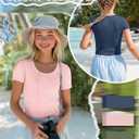 3 Pack Girls Shirts Scoop Neck Ribbed T Shirts Teens Short Sleeve Slim Fit Summer Tees for Kids Age 5-14