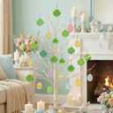 St. Patricks Day Ornaments, 48 Pcs Wooden Ornaments for St Patricks Easter Tree, St Patricks Hanging Ornaments with Twine for Small Tabletop Trees, Tiered Trays, Walls (Modern)