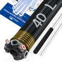 YoToolGDS Left Hand Wind（Black Cone）2" Garage Door Torsion Spring with Non-Slip Winding Bars & Gloves, High Precision Electrophoresis Black Coated, for Replacement, MIN 16, 000 Cycles (0.250x2''x40'')