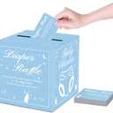 20 Pcs Blue Diaper Raffle Tickets with Box for Baby Shower Game Invitations Blue Diaper Raffle Box for Gender Reveal Baby Shower Party Decoration Table Centerpiece