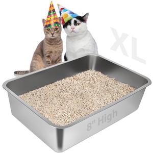 LIHONG Stainless Steel Cat Litter Box,Extra Large Metal Litter Box for Big Cats Kitty Rabbits,No Smell,Non Stick,Easy to Clean(24" Lx16 Wx8 H,XL)