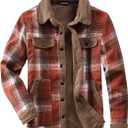 Women's Sherpa Lined Jackets Sherpa Turn-Down Collar Warm Winter Fleece Flannel Jacket for Women Trendy (Medium, orange/white)