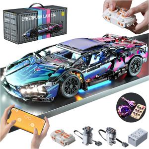 Sport Car Building Block Sets for Adults, Technical Remote Control APP Race Car with LED Lights,Collectible 1:14 Model Scale Engineering Toy Men Teens Boys Birthday Gift Age 8+ 8-12 12 13 14