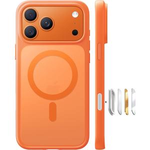 TORRAS Magnetic Shockproof for iPhone 17 Pro Case, Camera Control, Fit for MagSafe, MilitaryGrade Protection, Translucent Slim Case for iPhone 17 Pro Phone Case AntiFingerprint, Cosmic Orange