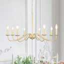 Gold Chandelier 8-Light Modern Farmhouse Chandelier Lighting Fixtures Rustic Candle Hanging Chandelier for Living Room Foyer Hallway Bedroom Kitchen