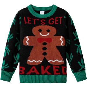 IFFEI Unisex Ugly Christmas Sweater Kids Cute Knit Pullover Top Cozy Jumper for Holiday Party 2-11 Years (4-5T, Black)