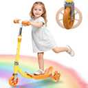 Kick Scooters for Kids 3-5 5-7 Years Age - Handlebars Flexible Steer,Height Adjustable,Stable Light Up Three Wheeled Toddler Scooter for Boy & Girl,Indoor Outdoor Kid Child Toy Gift