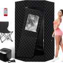 PEEKO Portable Sauna Box, Steam Sauna for Home with 4L Steamer, Remote Control, Folding Chair and Mat, Personal Sauna Tent for Wellness & Relaxation, 71x 36x36, 15 Levels,Gym-Black
