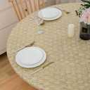 Pioggia Oval Vinyl Fitted Tablecloth with Flannel Backing Elastic Table Cloth Waterproof Oil-Proof Plastic Table Cover Best for Up to 42" x 60"