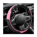 MUQIDA Bling Car Steering Wheel Cover, 15 Inch Non-Slip Elastic Leather Bling Diamond Steering Wheel Covers, Interior Sparkling Crystal Rhinestones Wheel Protector for Women Girls (Pink)