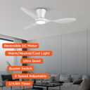 TALOYA Ceiling Fans with Lights,42 inch Modern Low Profile Ceiling Fan with Light and Remote Control, Flush Mount, 3CCT, White Ceiling Fan for Bedroom Living Room and Patio