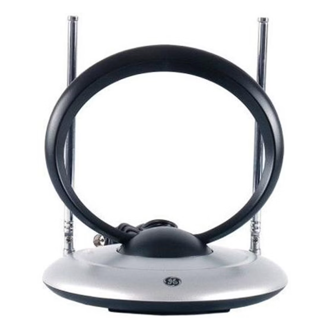 Philips Indoor TV Antenna Rabbit Ears for Local Channels, 15 Inch Extendable Dipoles, 4K 1080P VHF UHF, Tabletop Antenna, Digital HDTV Antenna, Smart TV, 4ft Coaxial Cable, Black, SDV7114A/27