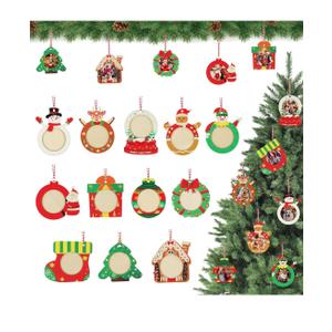 Christmas Wooden Photo Frame Ornaments - Easy to Load, Strong & Cute DIY Picture Frames for Christmas Tree, Perfect Keepsake Gifts for Family, Parents, Grandparents