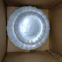 PLASTICPRO 24 Piece Aristocratic Combo Plastic Dinner Plates Disposable Plastic Fancy Heavy Duty Party Dishes 12, 7'' inch and 12, 10'' inch, Pearl White With Gold Rim