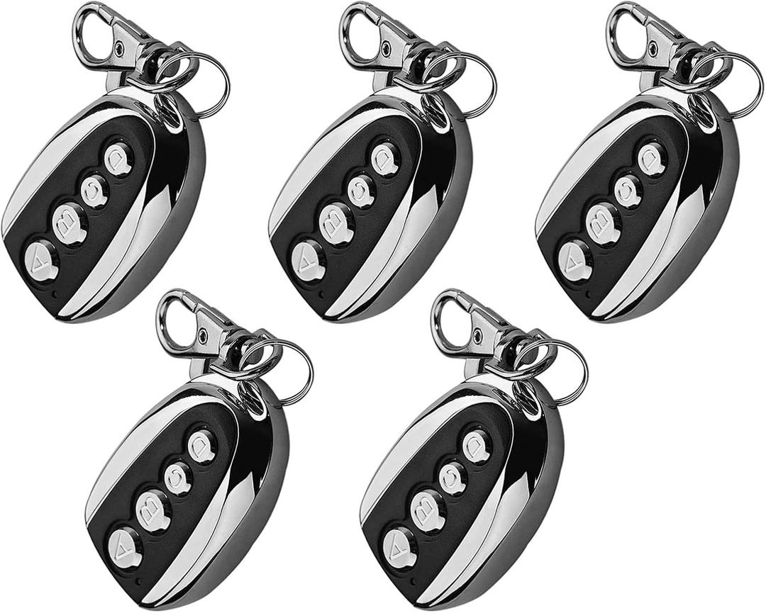 5-Pack 433MHz Garage Door Remote Control - Auto Sliding/Gate Opener & Closer, Electric Cloning Replacement for Rolling Driveway Gates - Compatible with Most Fixed Code Openers