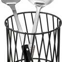 MyGift Utensil Holder  Matte Black Wire Kitchen Utensil Crock with Rustic Wood Base, Farmhouse Countertop Cooking Tool Organizer for Spoons, Spatulas, Whisks