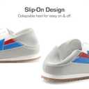 DREAM PAIRS Boys Girls Sneakers Foldable Back Retro Classic Casual Tennis Lightweight Breathable Walking Shoes for Little/Big Kid (White/Blue)