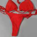 Tainehs Women's Sexy Halter Thong Bikini Tie Two Sides Bottom Triangle Bikini Swimsuits XL 