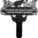 Pet Grave Markers Cat, 12"X 14" Metal Baked Enamel Cats Headstone Decorations for Cemetery, Waterproof Memorial Pets Stake Plaque for Outdoors, Lost Sympathy Tombstone Memorial Garden Sign Gift