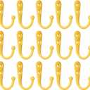 uxcell Wall Hooks, 15Pcs - Zinc Alloy Single Prong Wall Mounted Clothes Hook, Double Hole Hooks for Hanging Towel Coat Backpack Scarf Keys Hat Cup (Yellow)