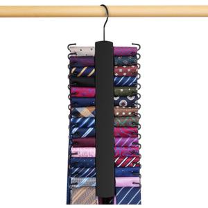 2 Pack Tie Rack, Wooden Tie Hanger for Men Closet, 60 Storage Capacity, Non-Slip Rotatable Tie Organizer, Closet Organizers and Storage, Black