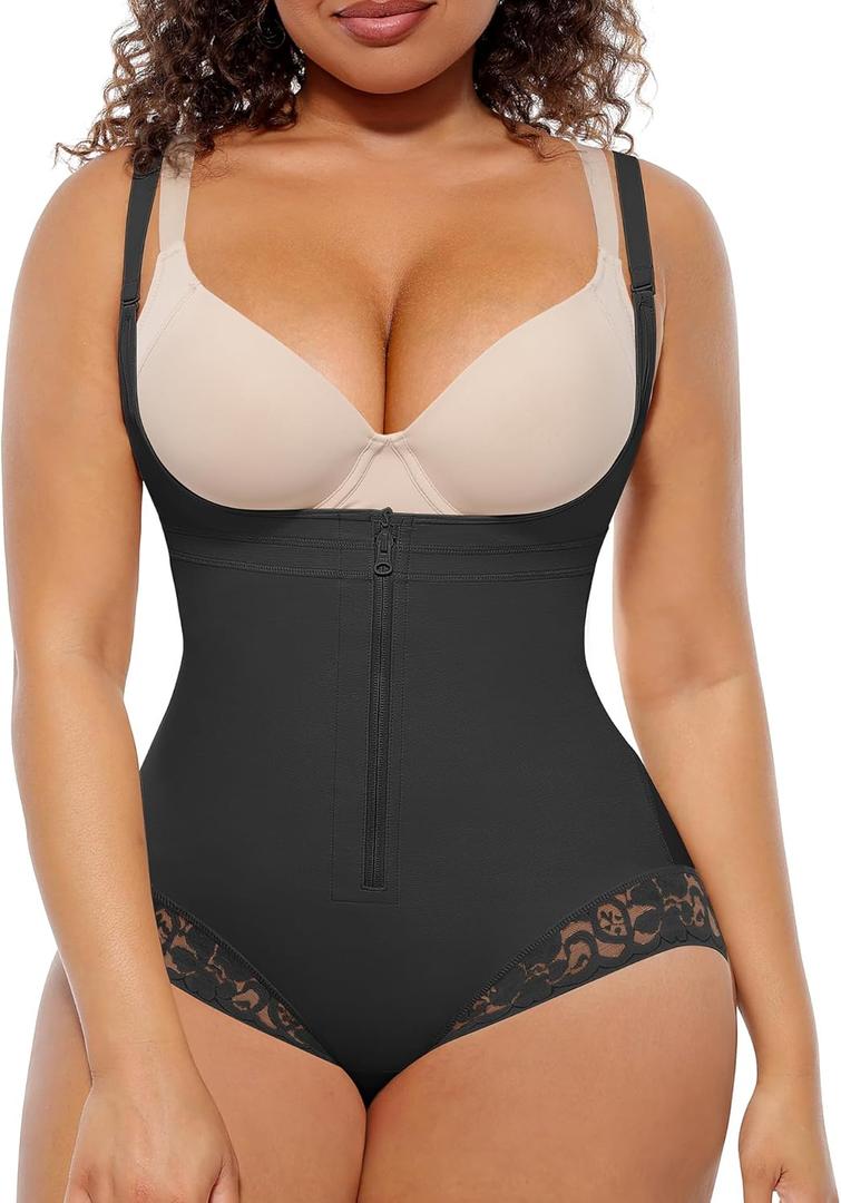 FeelinGirl Women's Faja Body Shaper Postpartum Fajas Colombianas Shapewear Tummy Control Body Shaper Butt Lift Bodysuit (Medium, Black)