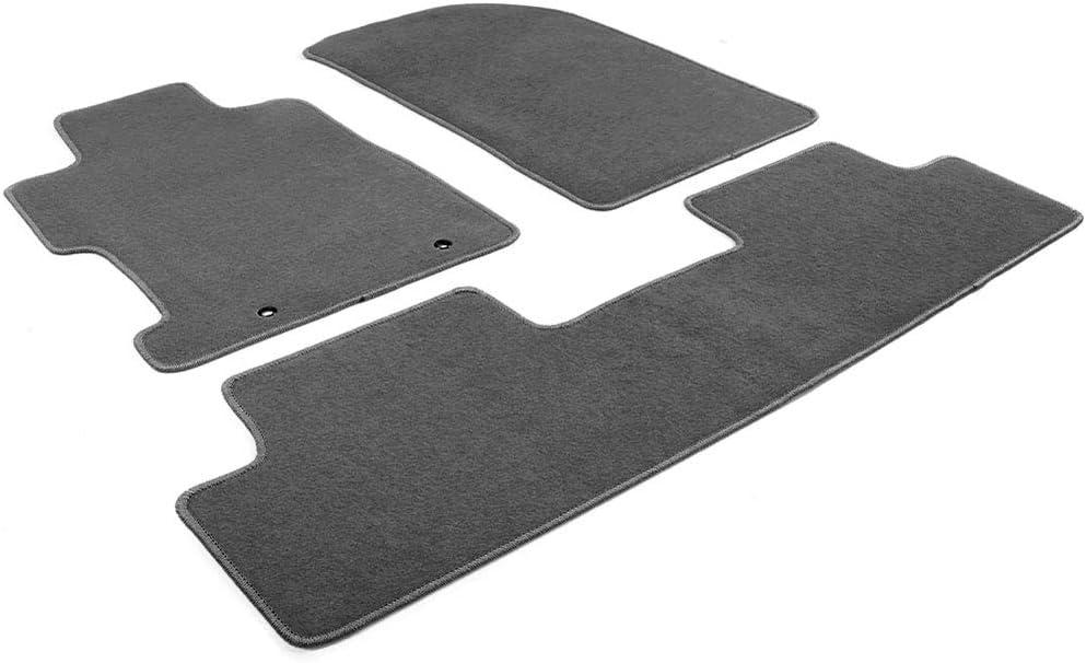 Floor Mats Compatible with 2006-2011 Honda Civic, Gray/Grey Nylon Carpet Front & Rear 3PC Full Set, by IKON MOTORSPORTS, 2007 2008 2009 2010