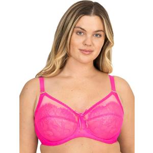 Plus Size Retro Lace & Mesh Unlined Underwire Bra 34DDD