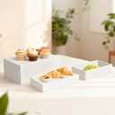 3Pcs White Buffet Risers 10" 12" 14" Acrylic Food Risers Display Stands Catering Supplies Buffet Display with Hollow Bottom
