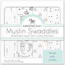 Amazing Baby - Sensory Muslin Swaddle Blanket - Little Feather - Love from Above