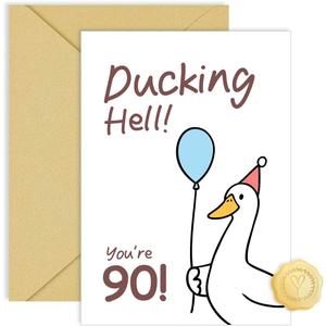 90th Birthday Card for Grandpa Grandma, Funny Milestone Pun | 90th Birthday Humor Gift for Grandfather Grandmother, Gifts for 90 Years Old, Happy Bday Party Card
