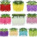 Artificial Wisteria Hanging Flowers Fake Wisteria Flower Garland Silk Vines Rattan Decor for Home Wedding Arch Wall Garden Greenery Bedroom Outdoor Office Party Decoration (36, White)
